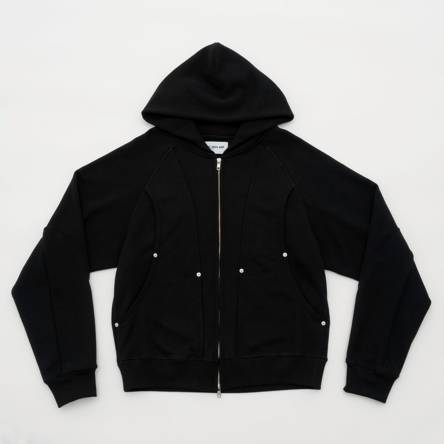Double Elbow Zip Up Hooded Sweatshirt