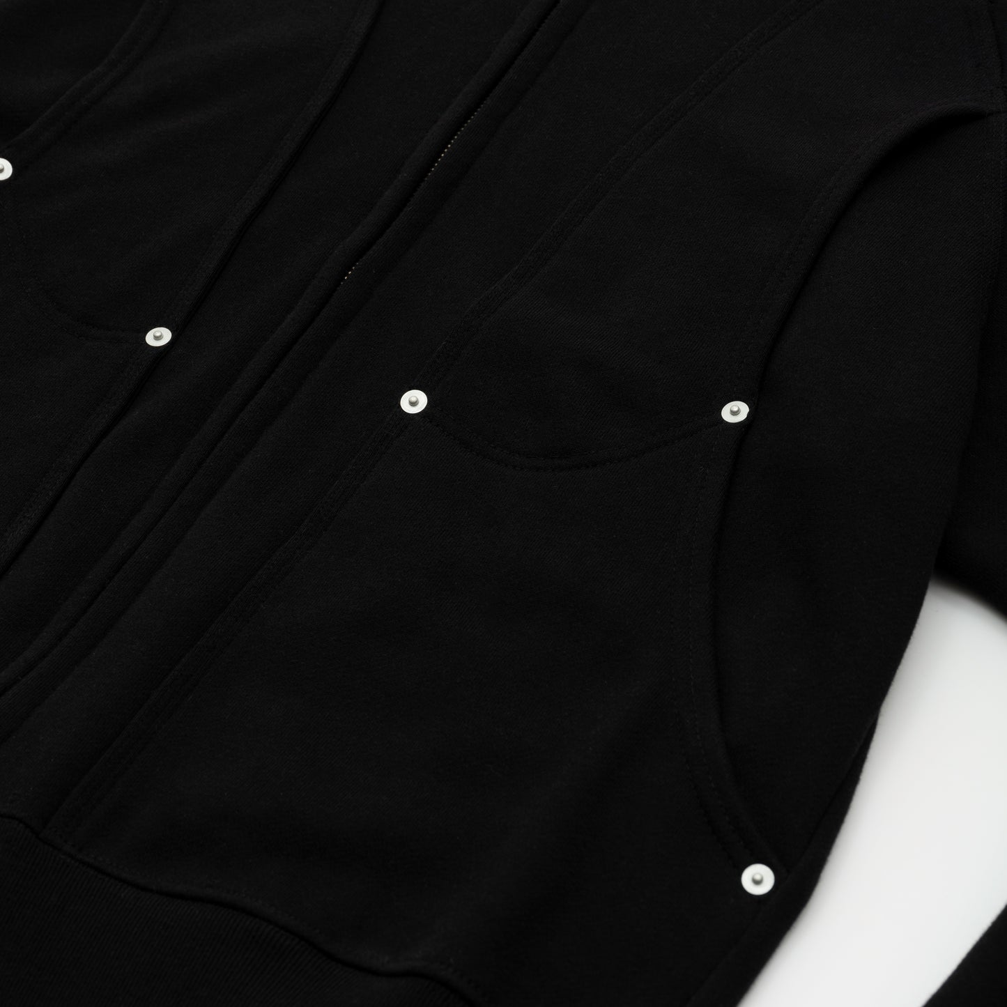 Double Elbow Zip Up Hooded Sweatshirt