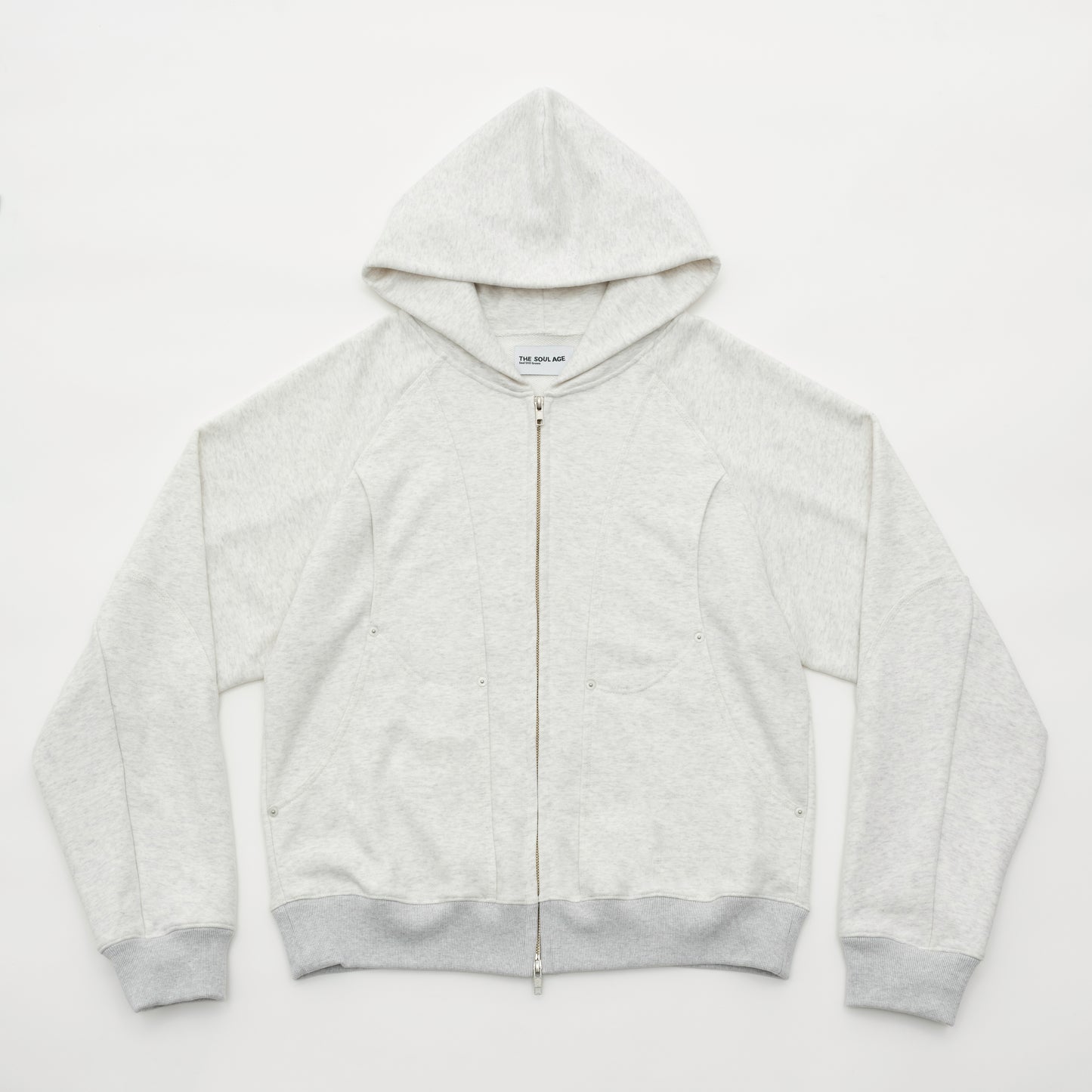 Double Elbow Zip Up Hooded Sweatshirt