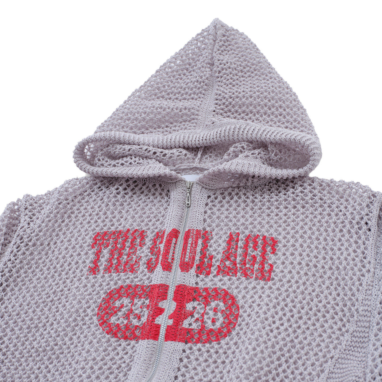 Mesh Knit Zip Up Hoodie